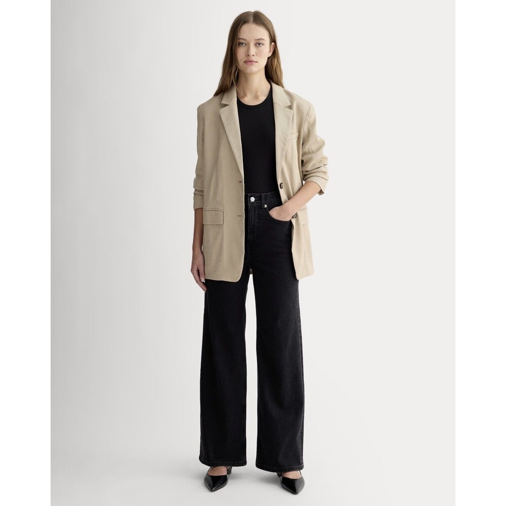 EVERLANE Way High Sailor Jean 27 Crop Coal Black Wide Leg Organic Cotton NEW B15